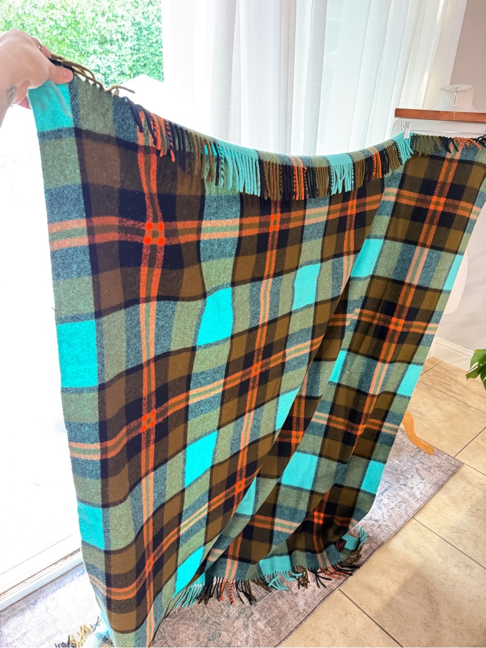 Vintage Robin Canterbury Wool Plaid Blanket Throw New Zealand 64x62